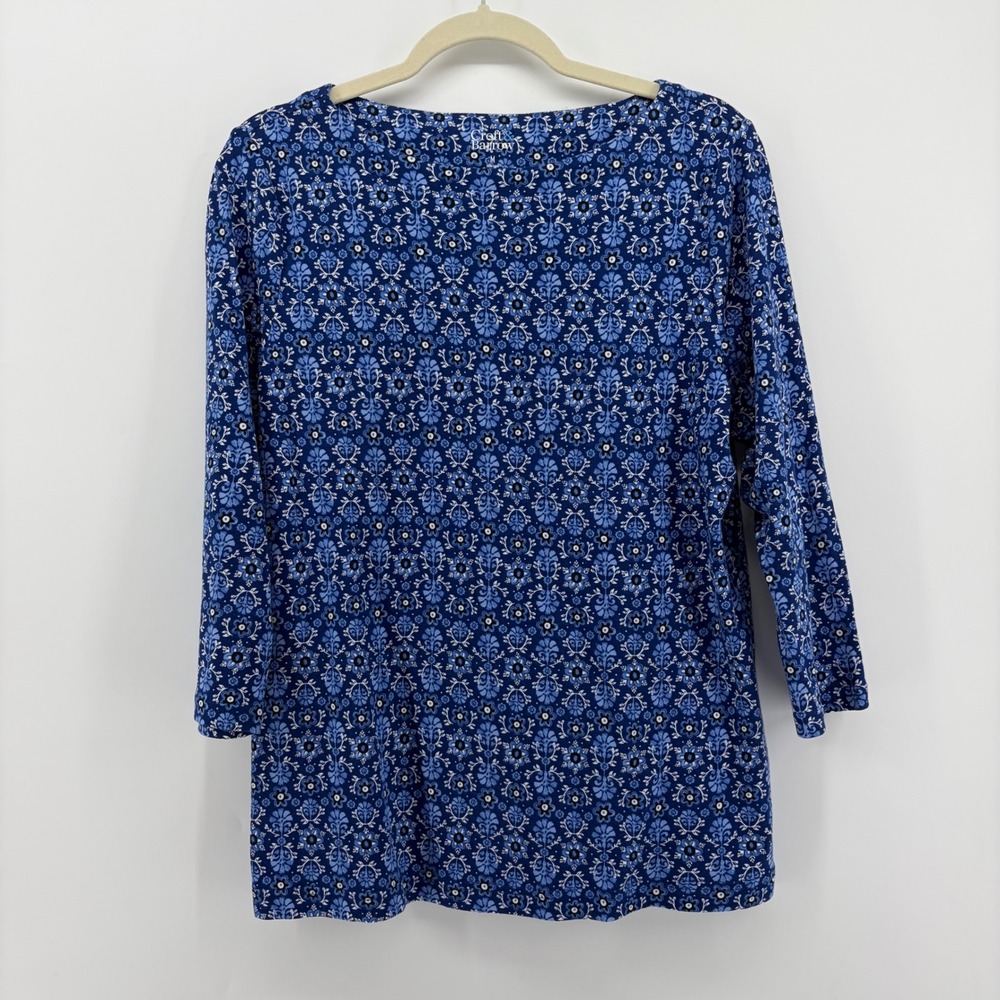 Croft & Barrow Women's Blue Floral‎ Print 3/4 Sleeve Tunic Top Size M